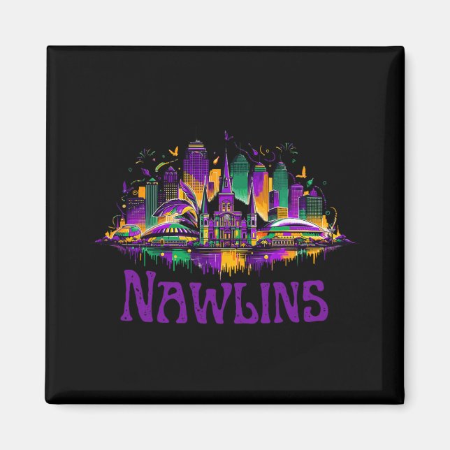 Imã Nawlins New Orleans Cityscape Mardi-gras Souvenir  (Frente)