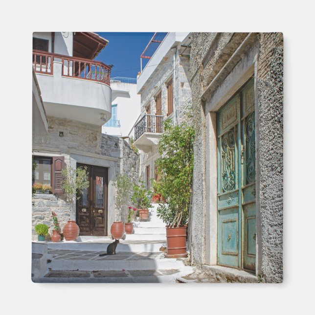 Imã Naxos Village Cat Magnet (Frente)