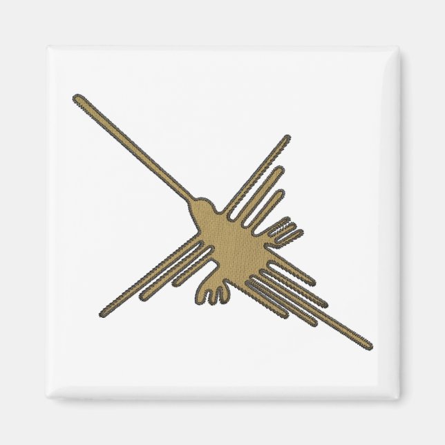 Imã Nazca Lines Hummingbird Faux Embroiderme Impressão (Frente)