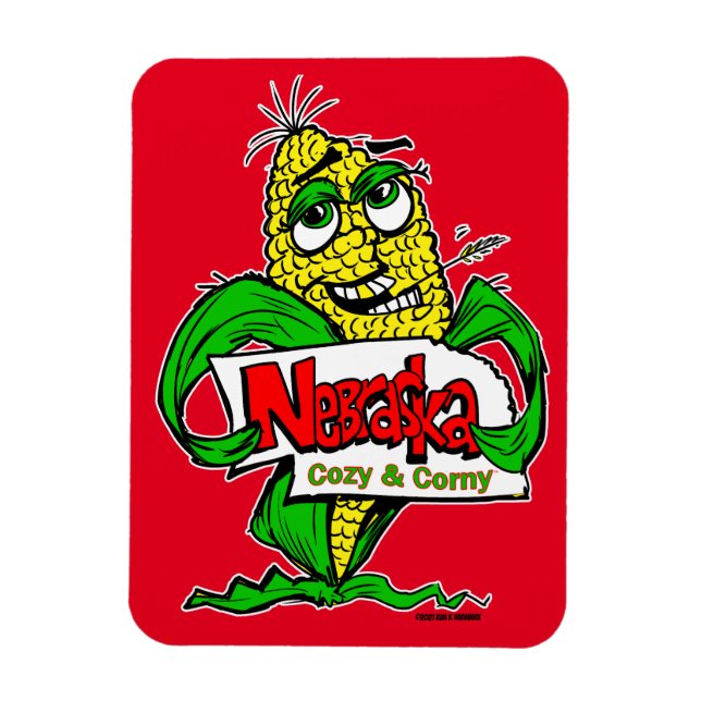 Ímã Nebraska Funny Cartoon Corn Cob (Vertical)