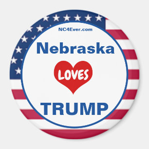 Imã Nebraska LOVES TRUMP Patriotic Fridge