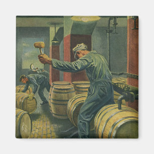 Imã Negócios Vintage, Rolhando Barris de Vinho
