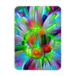 Ímã Neon Abstrato Daisies com cores vívidas