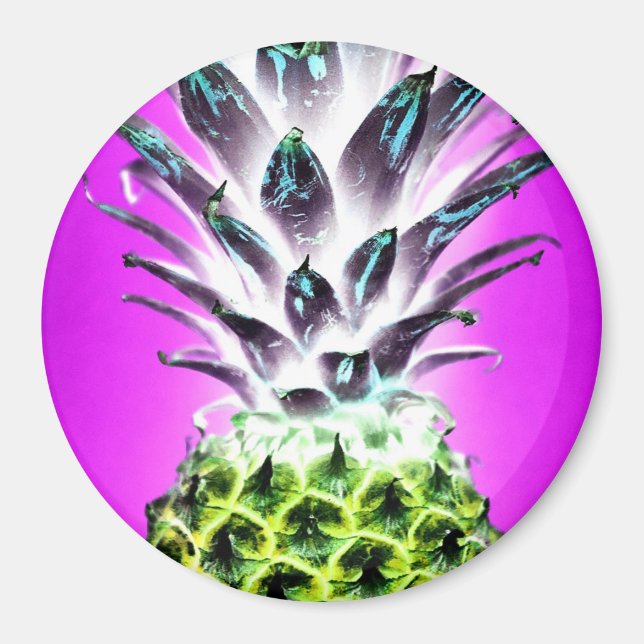 Imã Néon de abacaxi, fruta tropical colorida do Havaí (Frente)