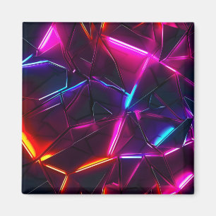 Imã Neon Geométrico Abstrato Futurista Ciberpunk