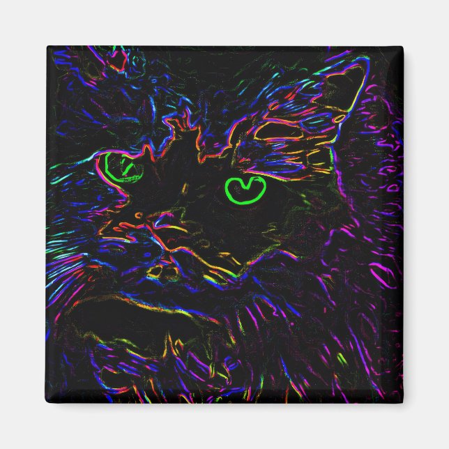 Imã Neon Glow Cat (Frente)