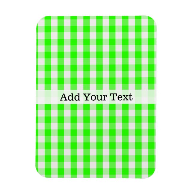 Ímã Neon Green Gingham Patterno de Shirley Taylor (Vertical)