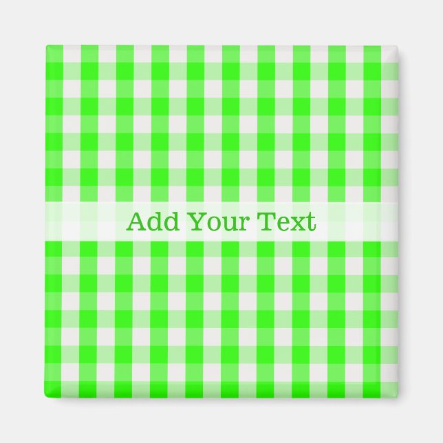 Imã Neon Green Gingham Patterno de Shirley Taylor (Frente)