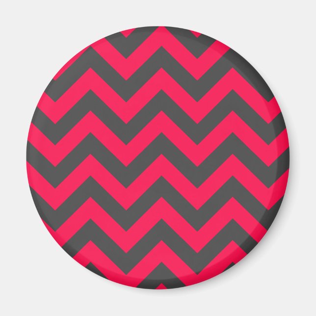 Imã Neon Pink e Cinza Chevron Padrão (Frente)