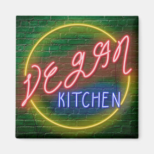 Imã Neon Vegan Kitchen Sinal