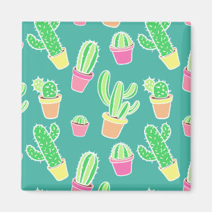 Imã Neon Watercolor Cactus Em Potes