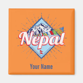 Imã Nepal com Bandeiras Retro Feriado Vintage