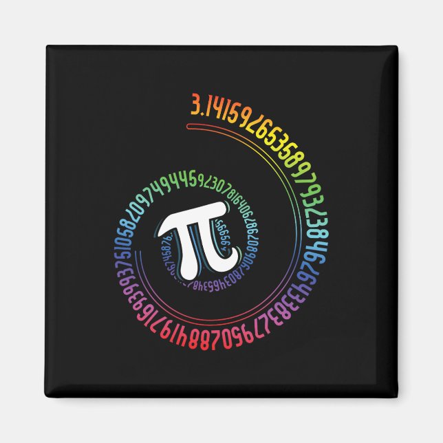 Imã Nerd Espiral Arco-Íris, Geek Matemático, Dia Pi (Frente)