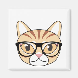 Imã Nerdy Tabby Cat com óculos