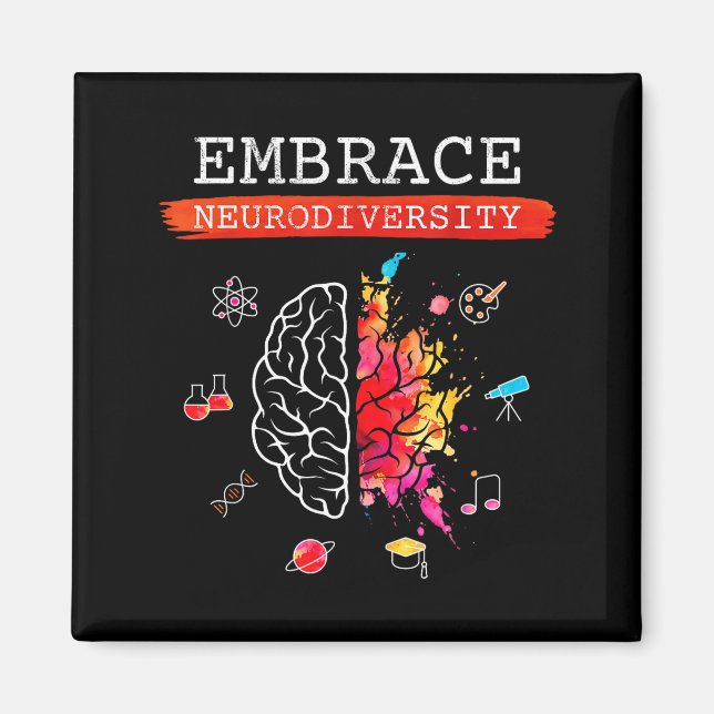 Imã Neurodiversidade Abrace Adhd Autismo Asd Conscient (Frente)