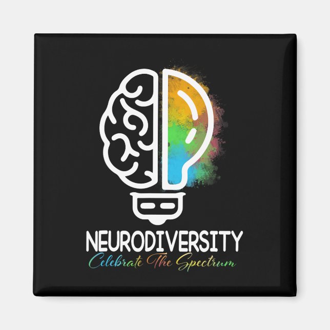 Imã NeuroDiversidade Autismo Espectro Asd Arco-Íris Br (Frente)