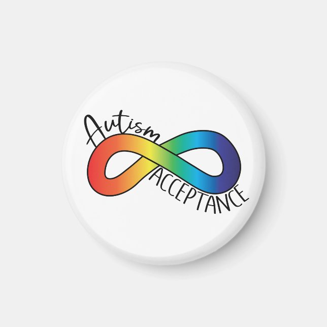 Imã Neurodiversity Autismo Aceitação Arco-Íris Botão (Frente)