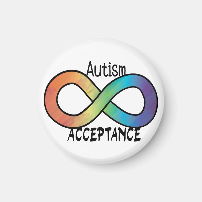 Imã Neurodiversity Autismo Aceitação Arco-Íris Botão (Frente)