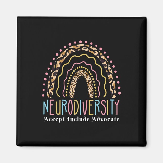 Imã Neurodiversity Rainbow Accept Advocate Autismo Do  (Frente)