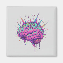 Imã Neurospicy Cyberpunk Art | Pink Neon Brain 