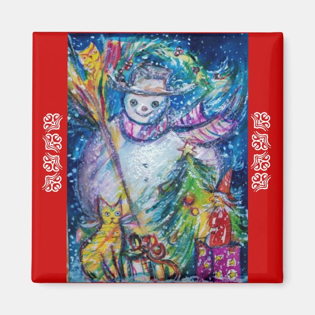 Imã NEVE, BRINQUEDOS E NATAL - ÁRVORE Vermelha (Frente)