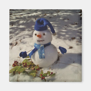 Imã Neve com chapéu azul, luvas e Scarf
