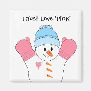 Imã Neve com Mittens Rosa