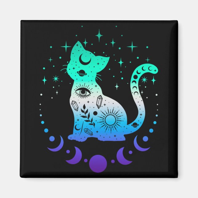 Imã New Blue Gay Male Mlm Pride Flag, Astrology Cat  (Frente)