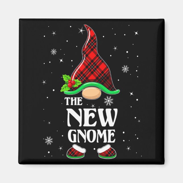 Imã New Gnome Red Plaid Matching Family Christmas Paja (Frente)