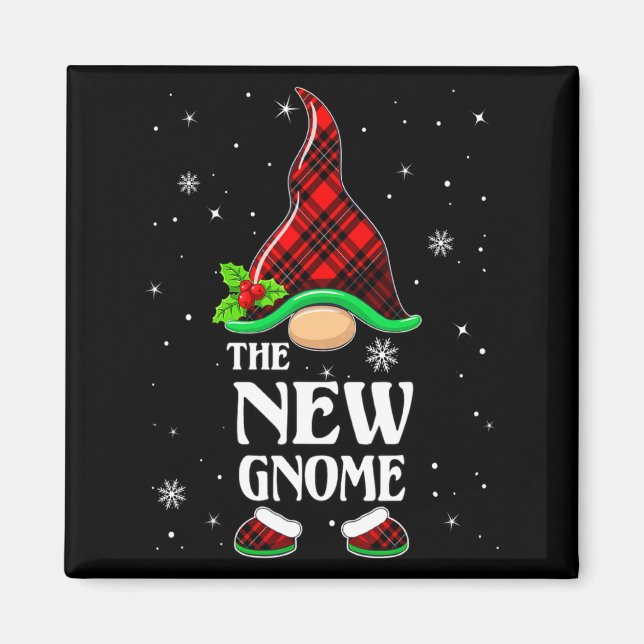 Imã New Gnome Red Plaid Matching Family Christmas Paja (Frente)