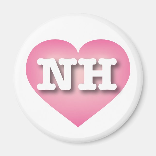 Imã New Hampshire Pink Fade Heart - Eu amo NH (Frente)