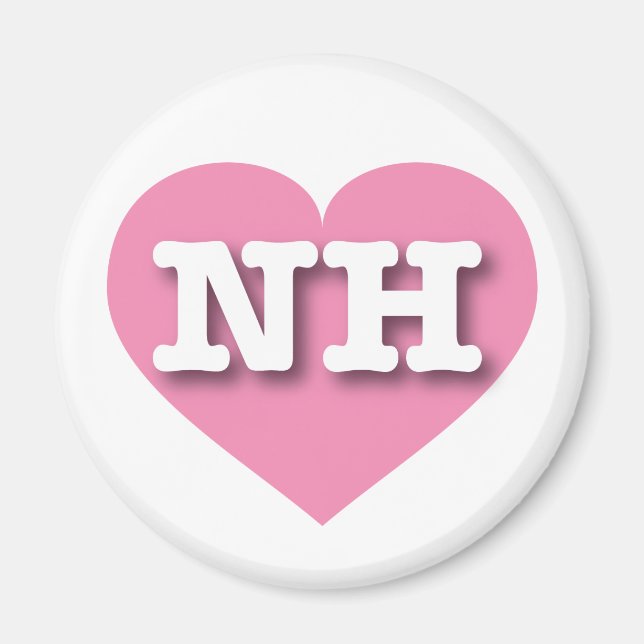 Imã New Hampshire Pink Heart - Eu amo NH (Frente)