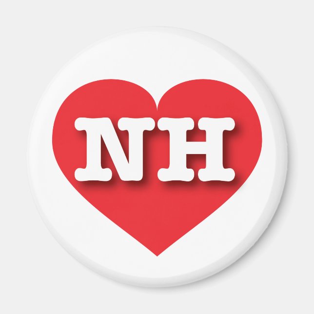 Imã New Hampshire Red Heart - Eu amo NH (Frente)