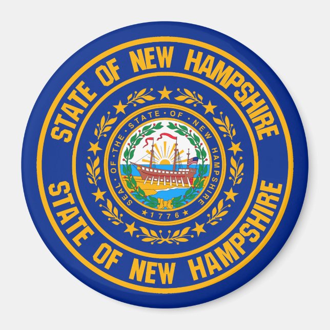 Imã New Hampshire Round Emblem (Frente)