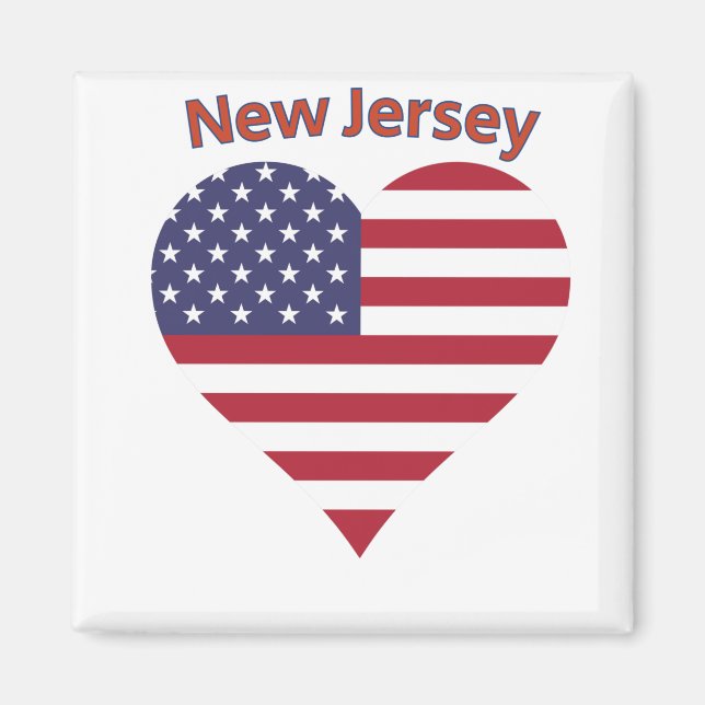 Imã New Jersey American Flag Heart (Frente)