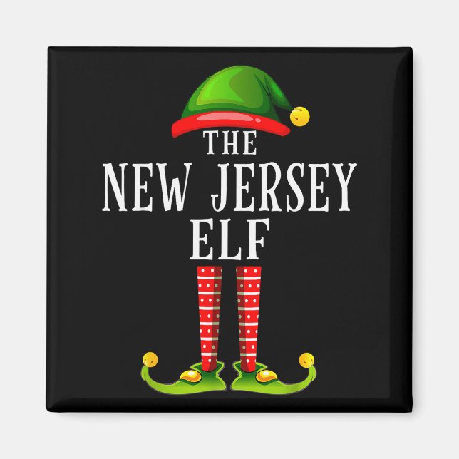 Imã New Jersey Elf Christmas Matching Family Group Pjs (Frente)