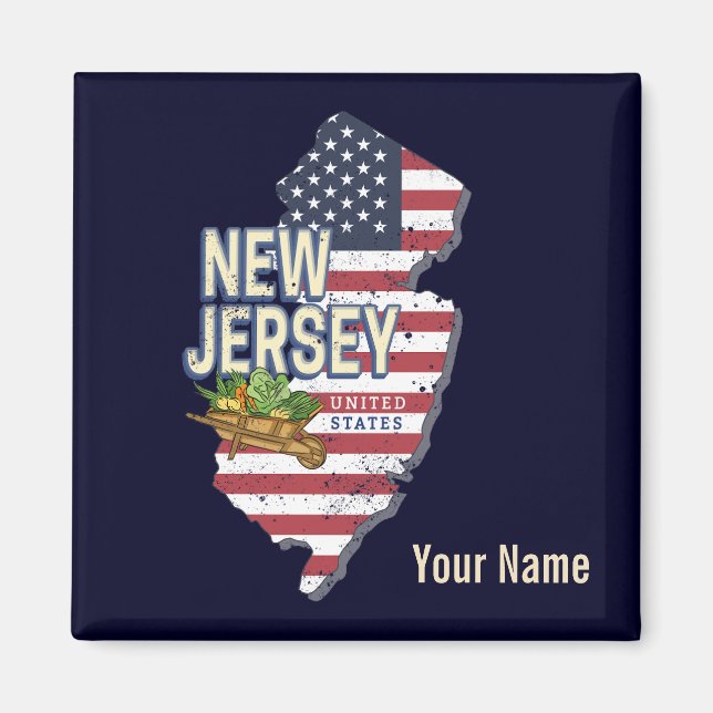 Imã New Jersey EUA Retro Map USA Souvenir (Frente)