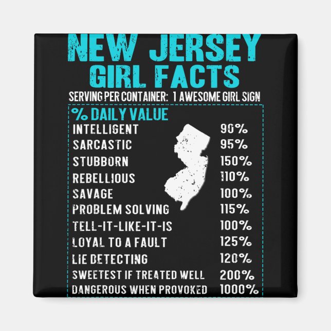 Imã New Jersey Girl Facts Funny Birthday Gift Born In  (Frente)
