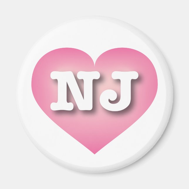Imã New Jersey Pink Fade Heart - Eu amo NJ (Frente)