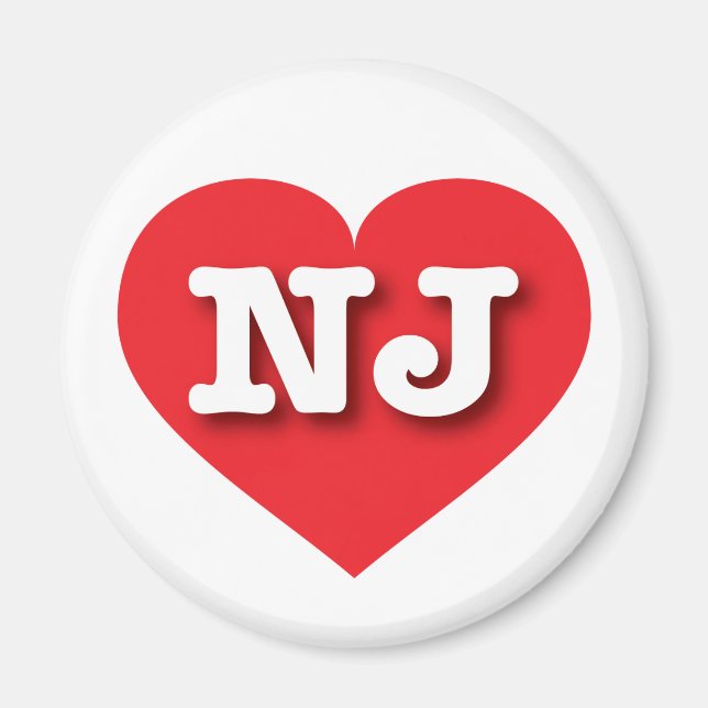 Imã New Jersey Red Heart - Eu amo NJ (Frente)