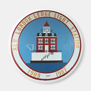 Imã New London Ledge Lighthouse, CT Round Magnet