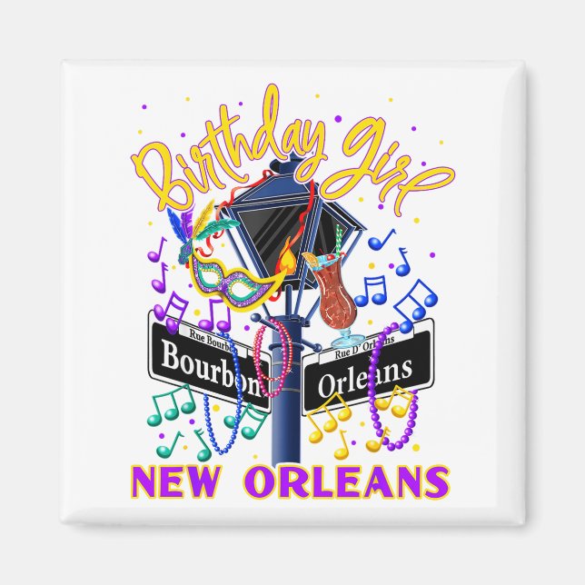 Imã New Orleans Girls' Birthday French Quarter Girls T (Frente)