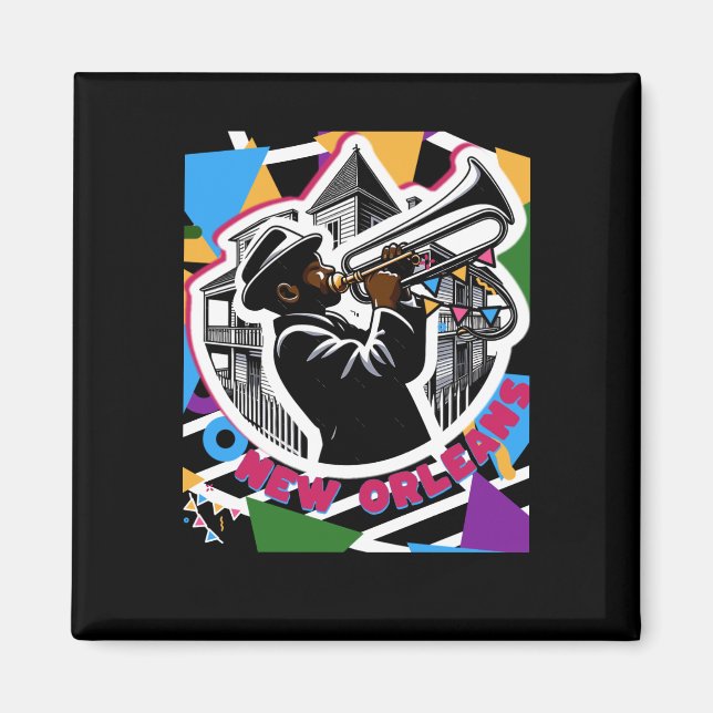 Imã New Orleans Mardi Gras Trombone Sticker (Frente)