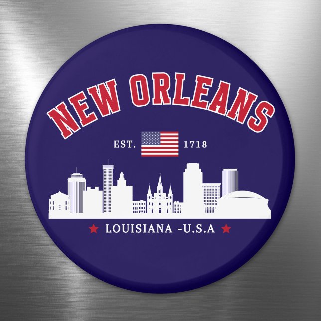 Imã New Orleans Travel Skyline Fridge Magnet (Criador carregado)