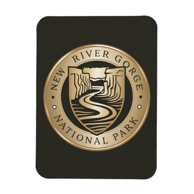 Ímã New River Gorge National Park Ouro Emblem (Vertical)