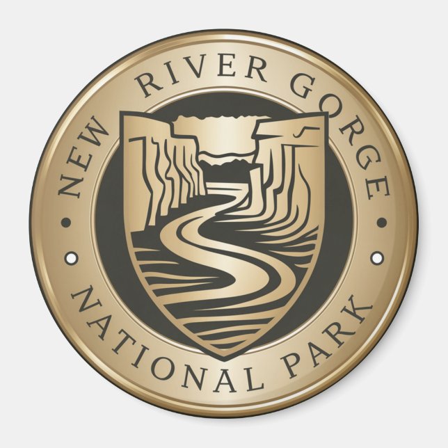 Imã New River Gorge National Park Ouro Emblem (Frente)