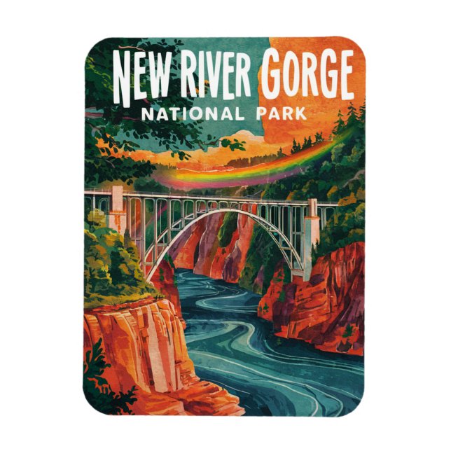 Ímã New River Gorge National Park Watercolor Design (Vertical)