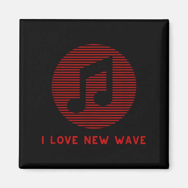 Imã New Wave Music Red And Black Funny 70's 80's Music (Frente)
