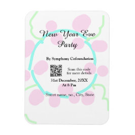 Ímã New year eve party scan QR RSVP name pink blue 
