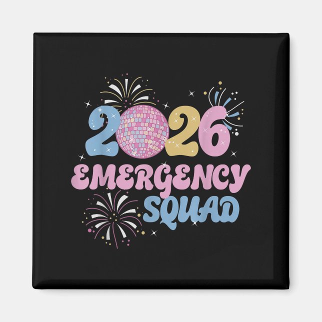 Imã New Years 2026 Eve Emergency Squad Disco Ball Fire (Frente)